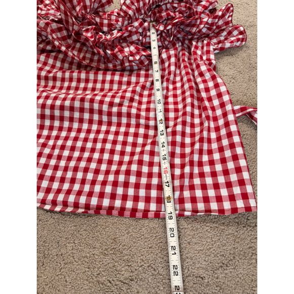 Womens Ashley Stewart Plus Sz 22 Red White Gingham Off-Shoulder Blouse Cabincore - Picture 7 of 12